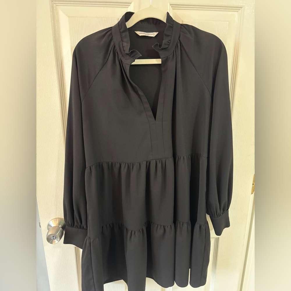 Amanda Uprichard Black Ruffle Dress